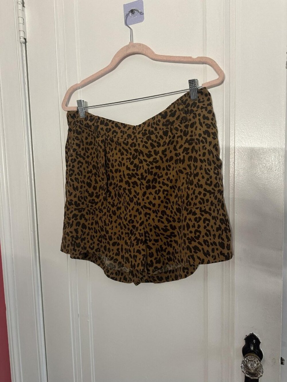 A New Day Leopard Print Pleated Pull-On Shorts Size XL